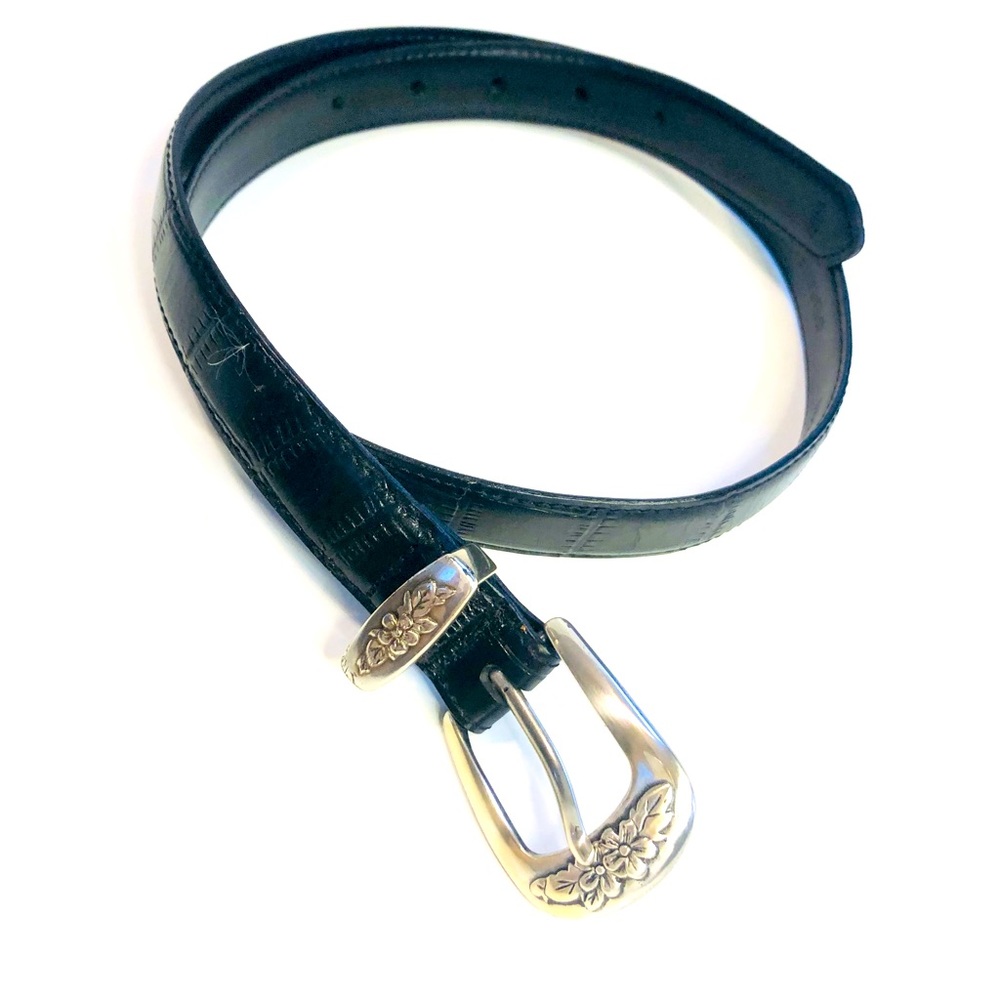 New Never Worn Croco Embossed Leather Belt Size M